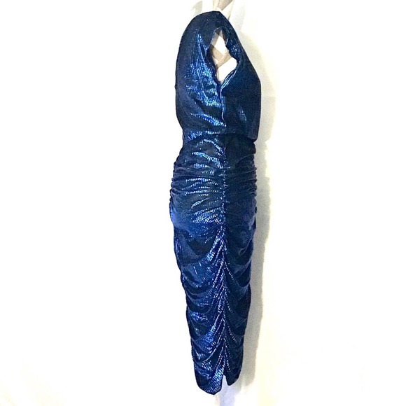 Vintage 70’s Metallic Blue Disco Dress - Picture 2 of 6